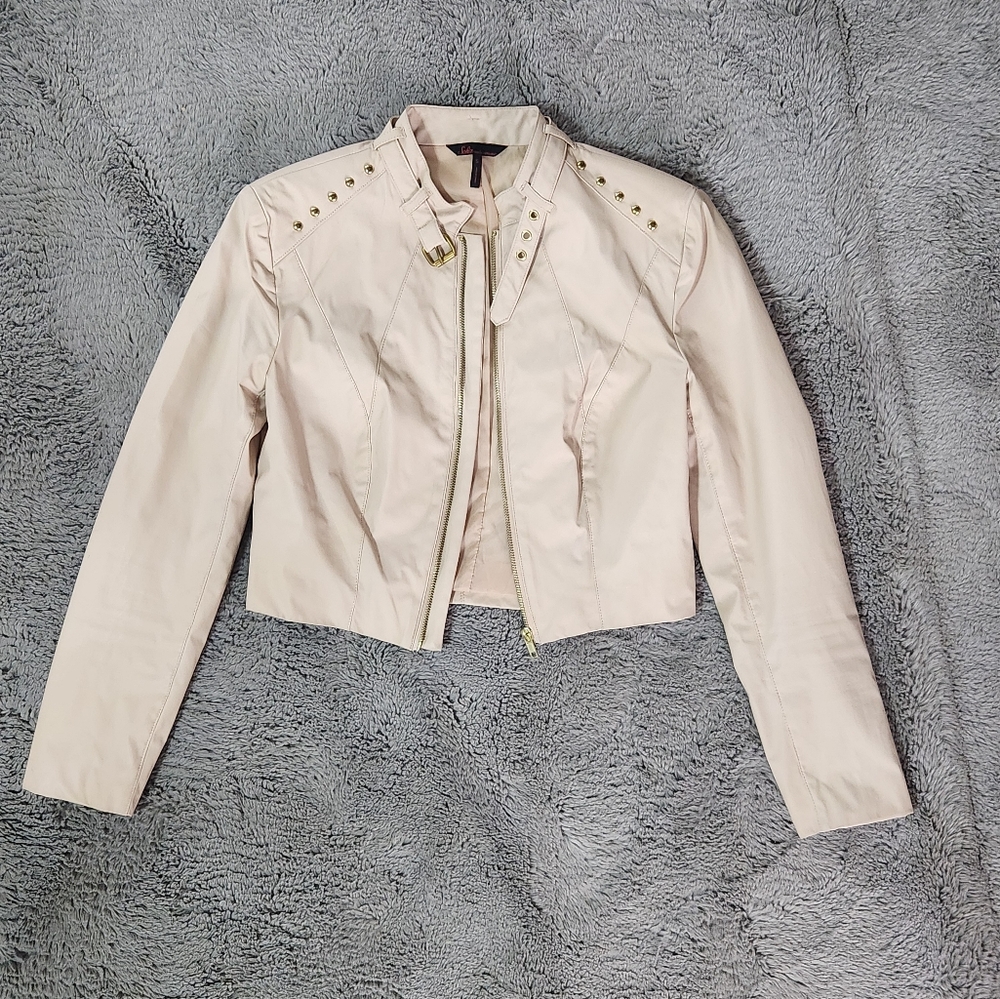 Sofia by Sofia Vergara Light Pink Faux Leather Moto Jacket